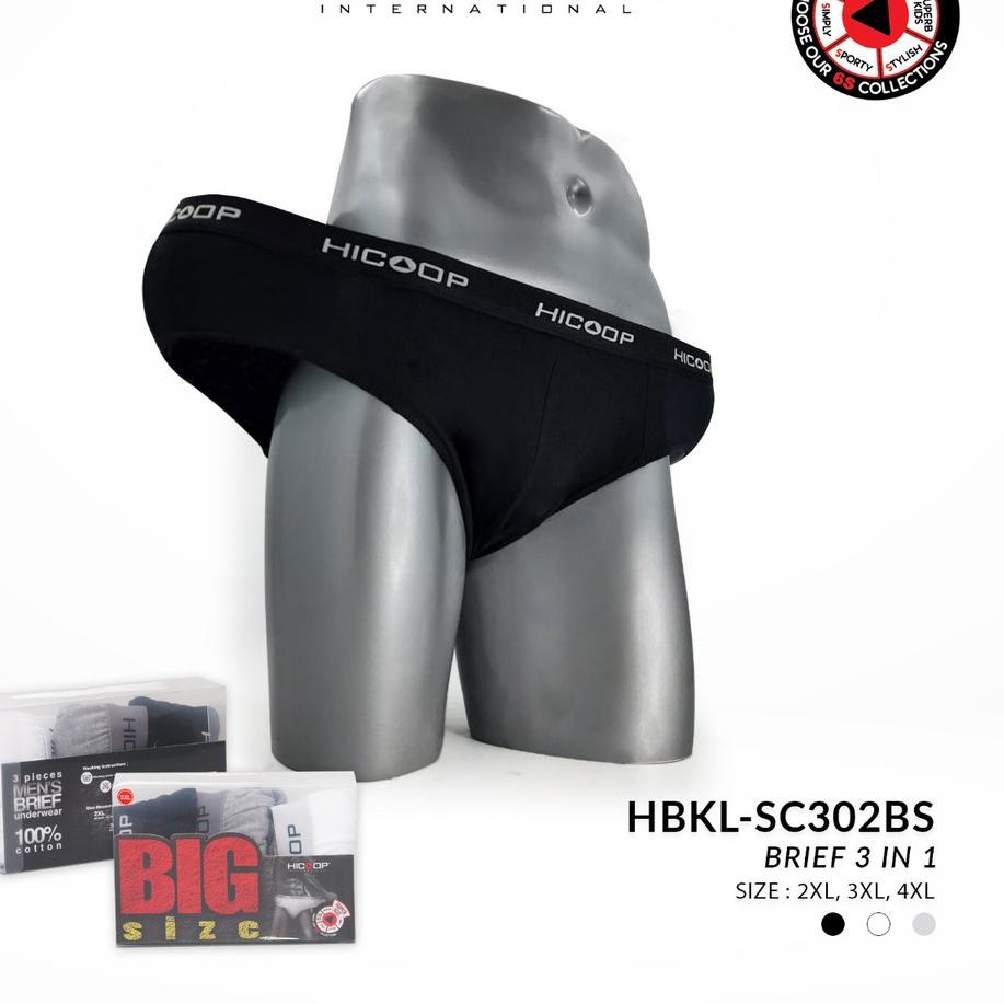 Berkualitas Hicoop Celana Dalam Pria 3 IN 1 HBKL-SC 302 brief BIG SIZE 한국