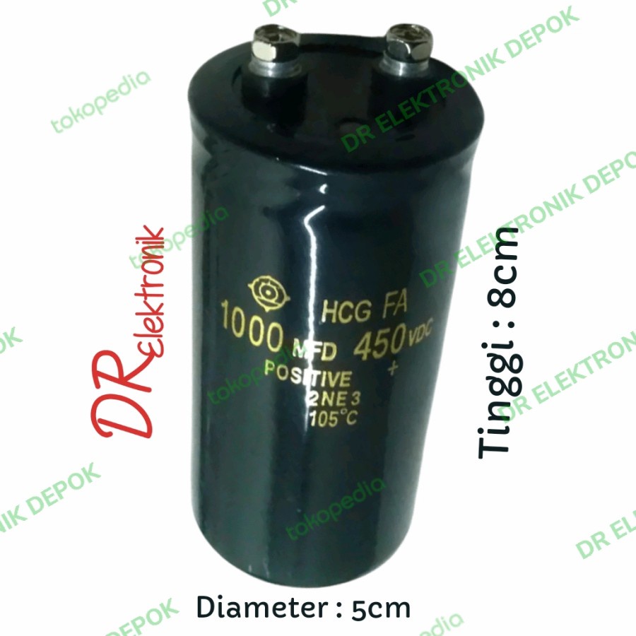Elco Kapasitor Hitachi HCG 1000uf 1000 uf 1000MFD 450VDC 450v 450 volt