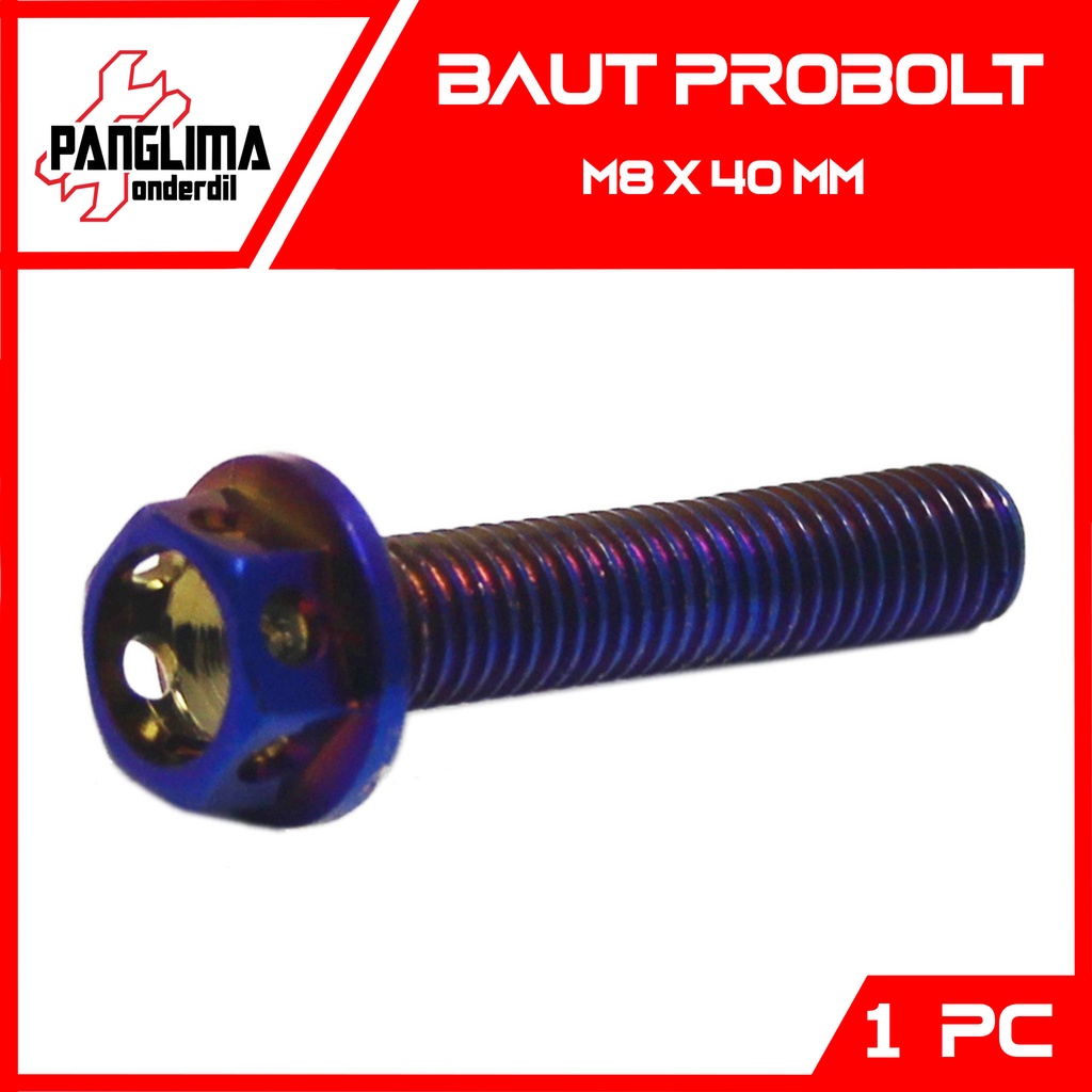 Baut Probolt M8x40-8x40-8 x 40 Drat-Kunci 12 Baud Blue-Biru Pro Bolt