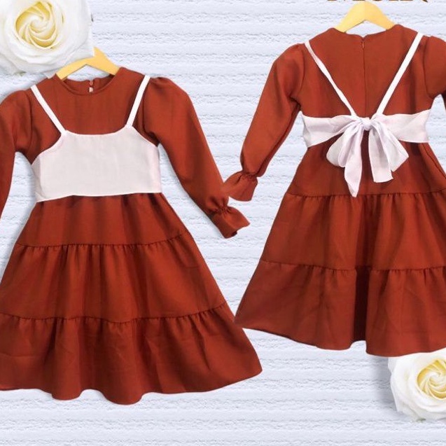 MIDI DRES ANAK SET VEST TERBARU/GAMIS ANAK SET ROMPI 2in1