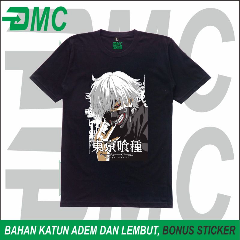 Kaos Baju Anime Ken Kaneki Tokyo Ghoul Real Cotton Combed 30s Murni
