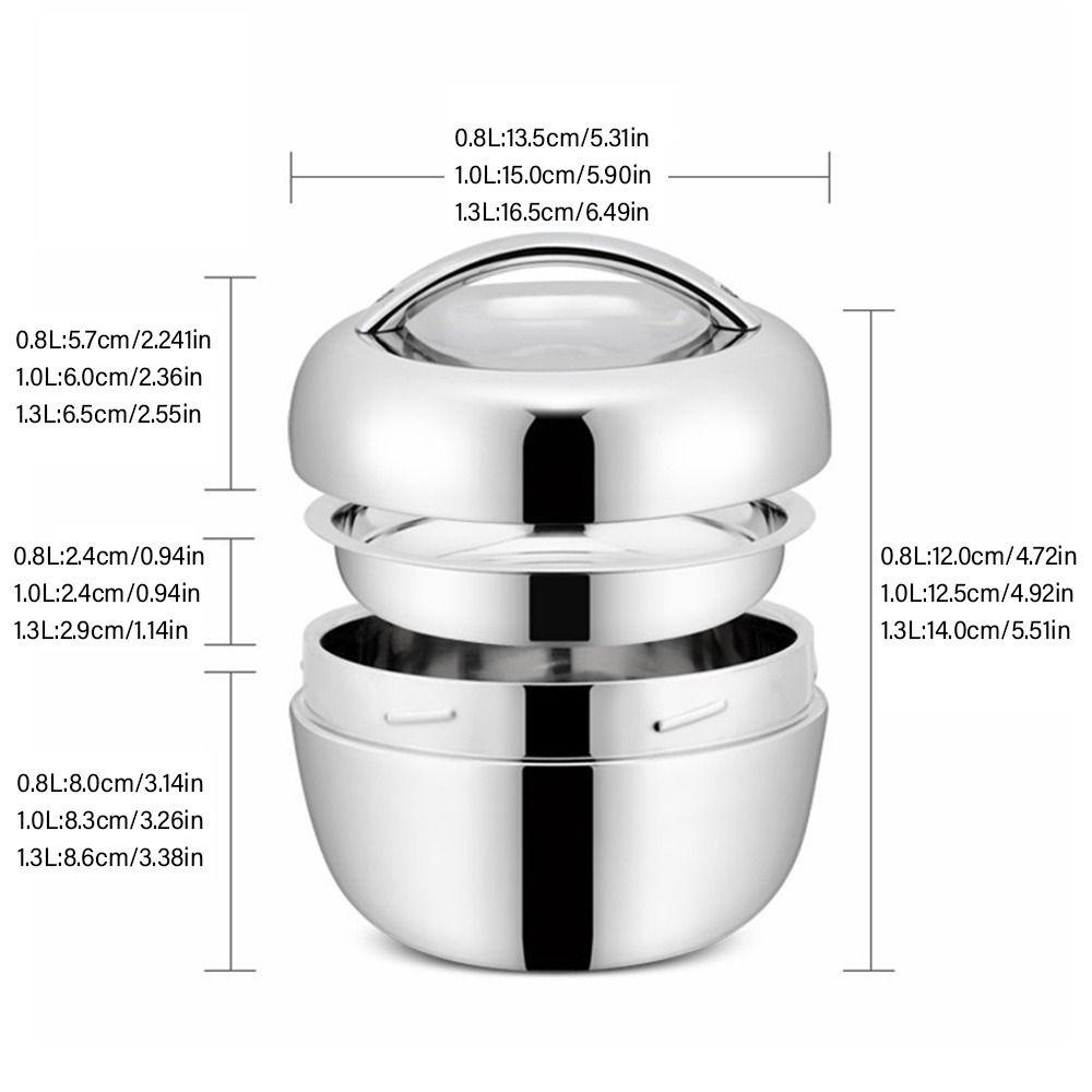 Solighter Lunch Box Microwavable Stainless Steel Untuk Siswa Pekerja Kantor Untuk Anak-Anak Tahan Panas Thermal