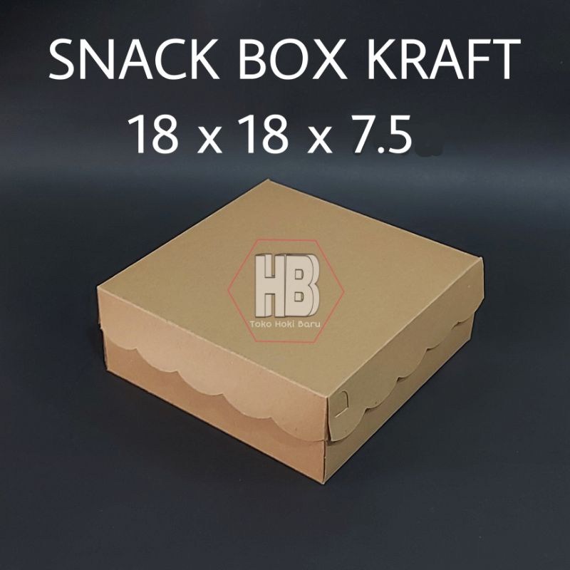 

BOX SNACK KRAFT 18x18 / DUS KOTAK KUE / KOTAK NASI CATERING COKLAT 310 GSM