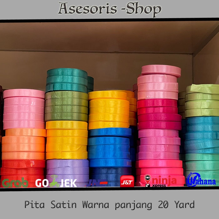 

Pita Satin Warna Warni Panjang 20 yard | Satin ribbon