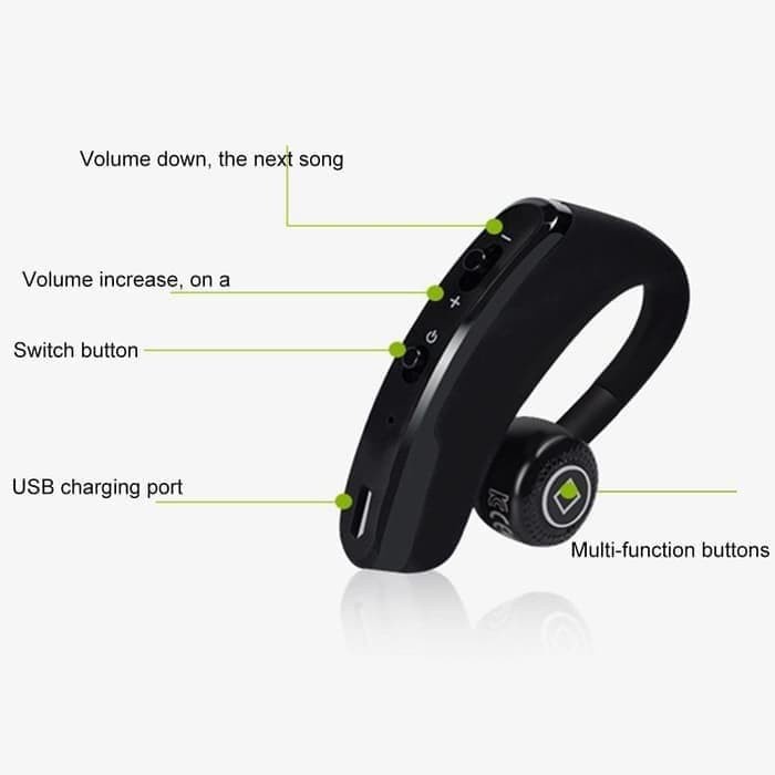 (COD) V9 Bluetooth Earphone 8D Bass Wireless Headset 5.0 Single Business Sport Headphone with Mic