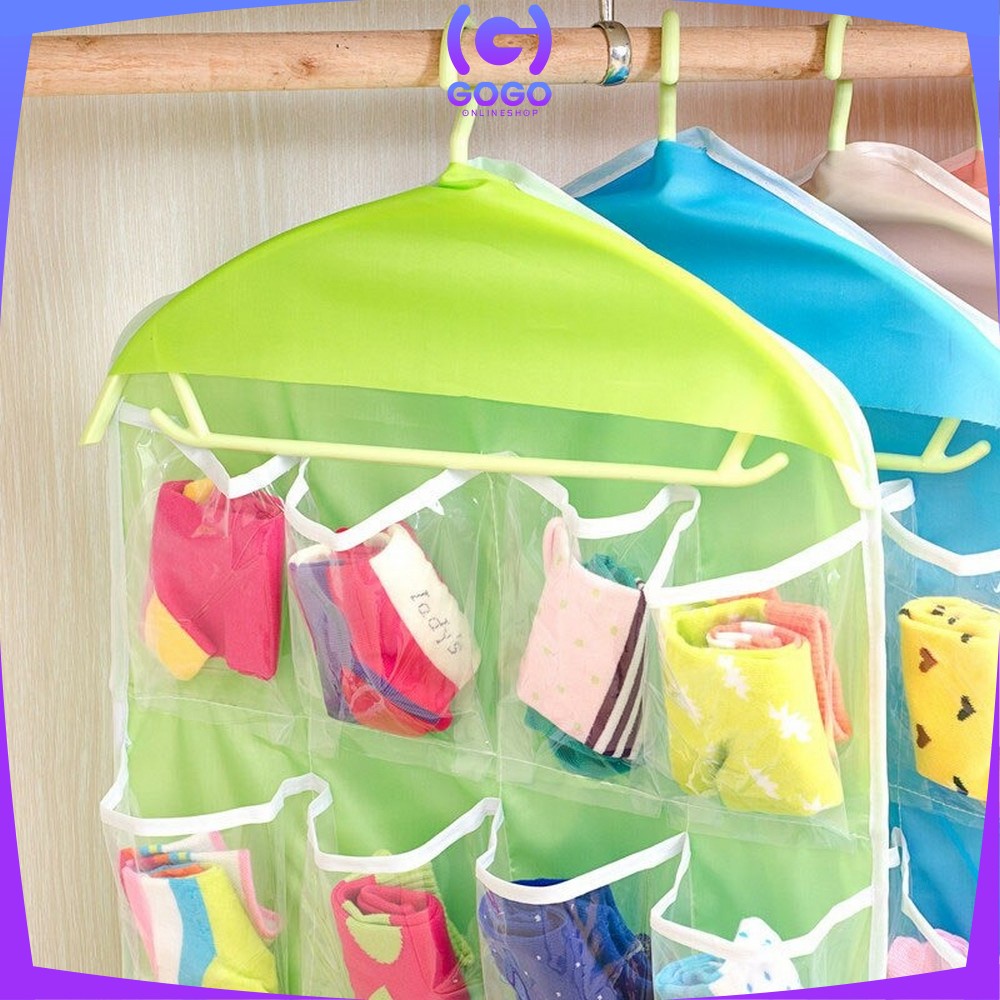 GOGO-C134 Pouch Gantung 16 Saku Dinding Storage Bag Organizer Wall Pocket Korean Style Hanger Murah