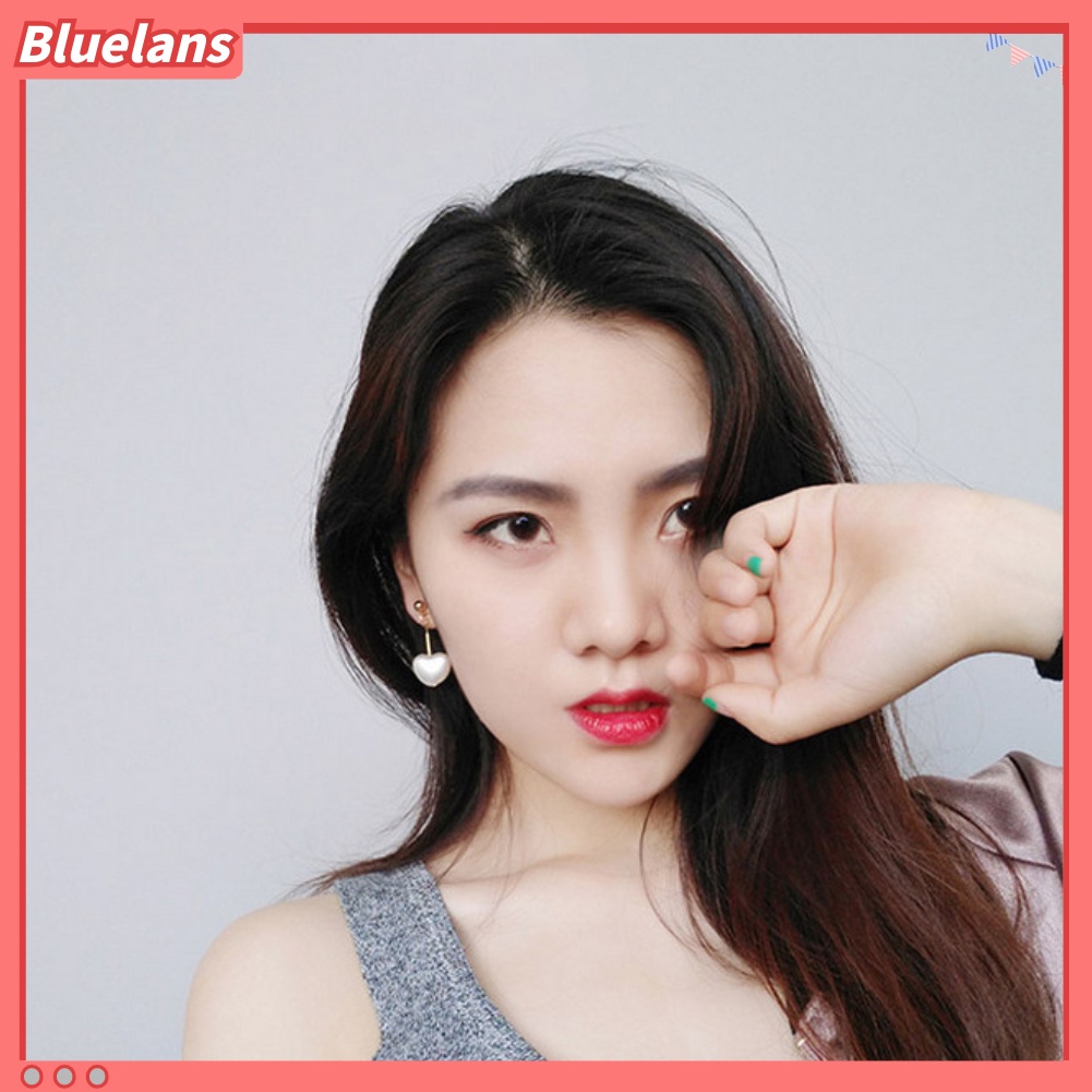 Bluelans Elegant Love Heart Imitation Pearl Pendant Dangle Stud Earring Women Jewelry