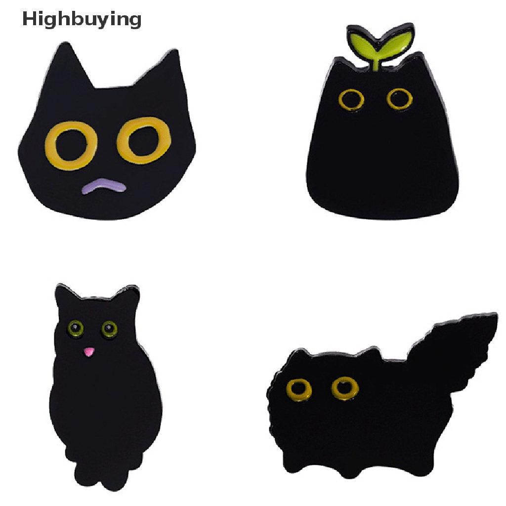 Bros Pin Enamel Desain Kartun Hewan Kucing Hitam Bahan Logam Gaya Punk Untuk Aksesoris Ransel Glory