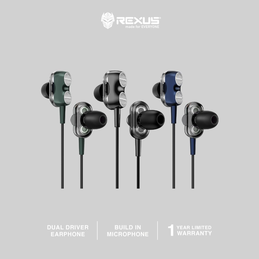 Rexus Earphone Gaming EP4 Dual Driver With Mic - Gaming Earphone