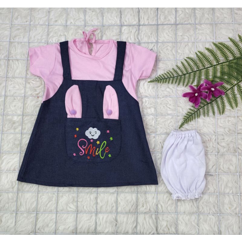 baju bayi perempuan set dress denim baby girl