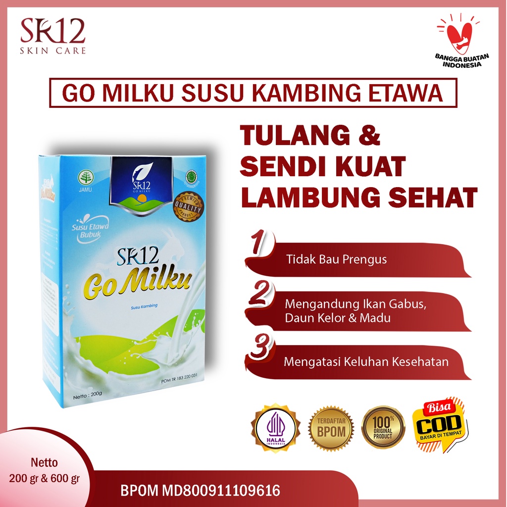 

SR12 Go Milku Susu Kambing Etawa Bubuk Murni Asli SOLUSI Vitamin Untuk Tulang dan Sendi Sekaligus Pelancar Asi Booster I sr12 susu etawa kambing Original HALAL BPOM