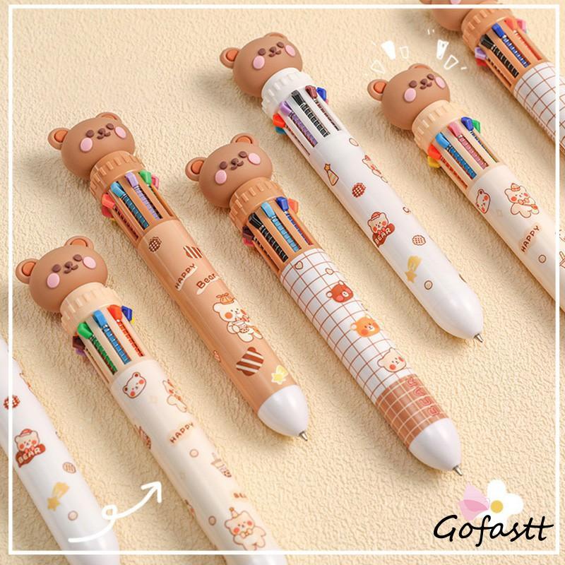 

1pc Pulpen Mekanik 10 Warna Warni Rectractable Pen Color Motif Kartun Lucu Bear Grid Kotak Aesthetic Bolpoin Alat Tulis Sekolah G