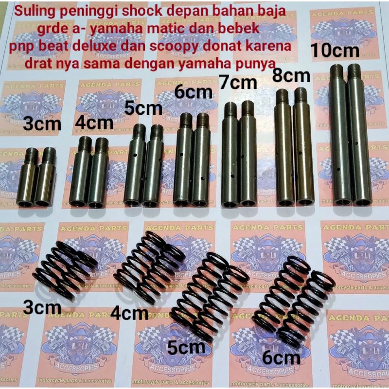 Suling peninggi shock depan bahan grade a Ada Lubang tembus- yamaha matic dan bebek. pnp beat deluxe dan scoopy donat karena drat nya sama dengan yamaha punya