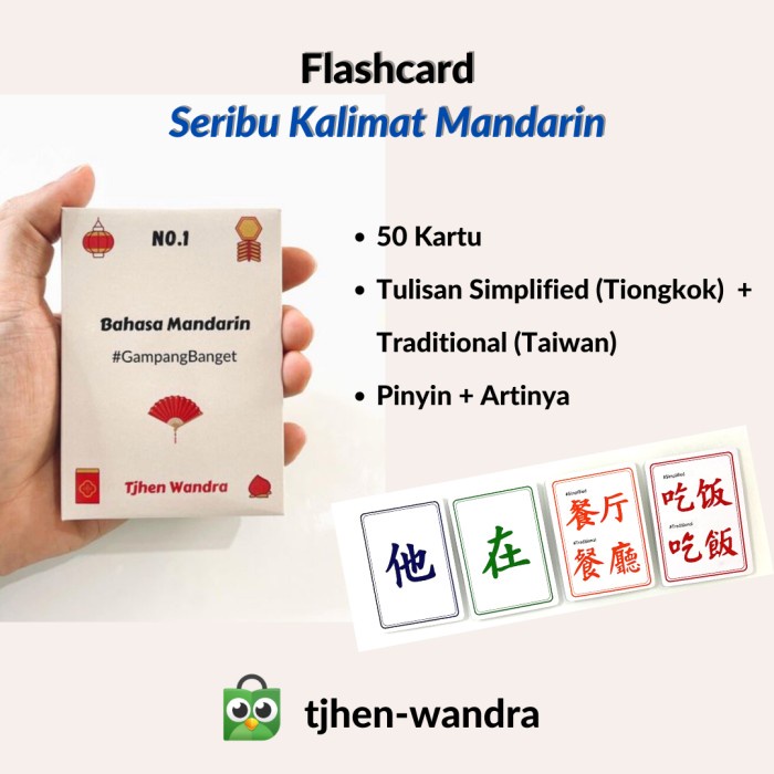 (COD) Flashcard Seribu Kalimat Bahasa Mandarin Tjhen Wandra