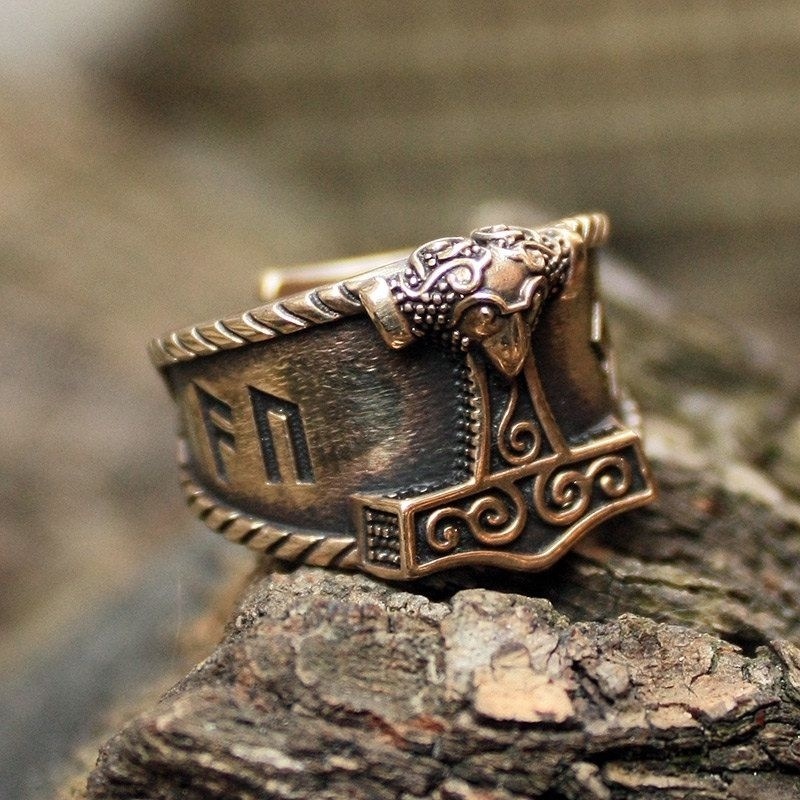 Cincin Pria Desain Palu Viking Gaya Vintage Nordic Rock Untuk Pesta / Hadiah