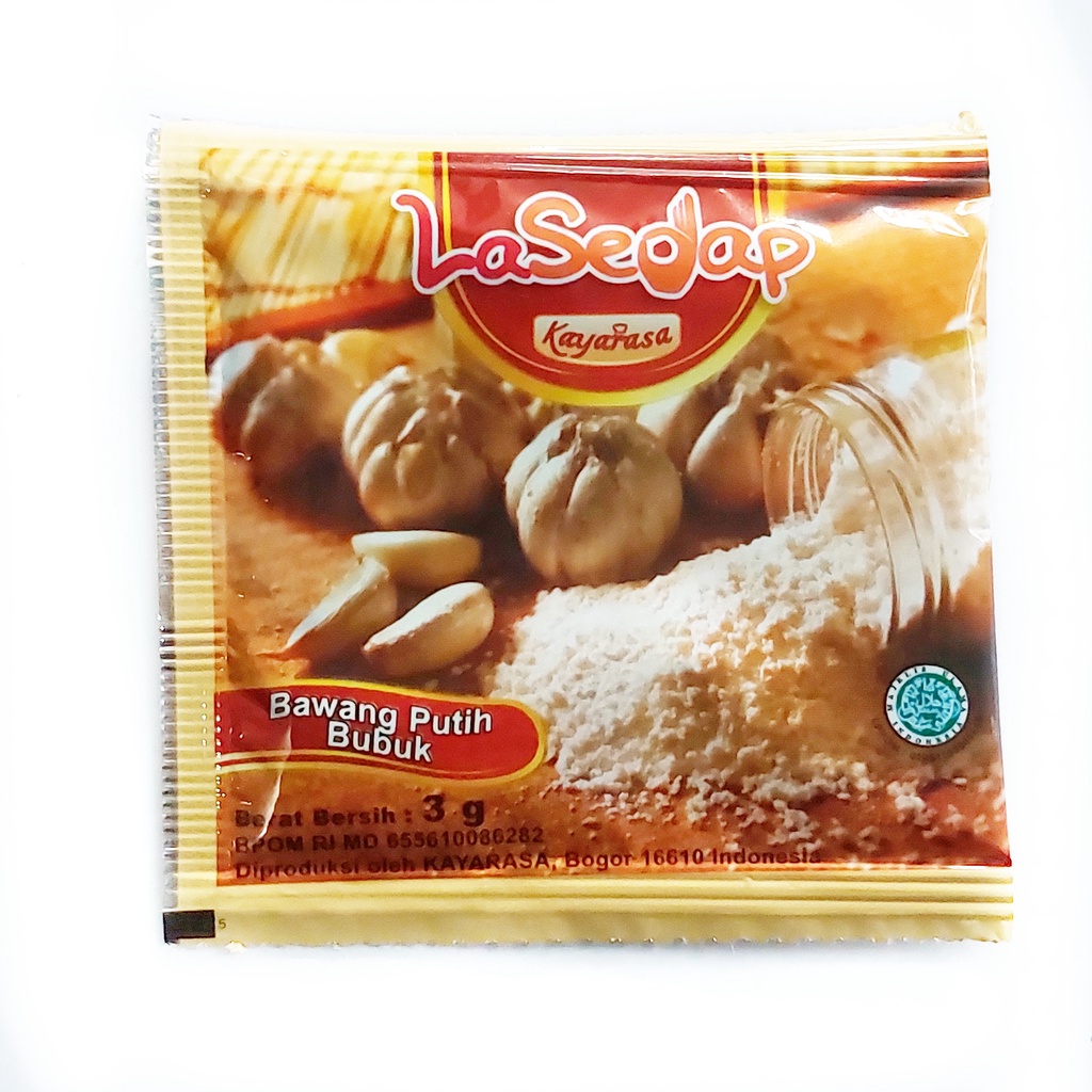 

Bawang Putih Bubuk LaSedap 3g Ground Garlic Powder Rempah Premium Quality