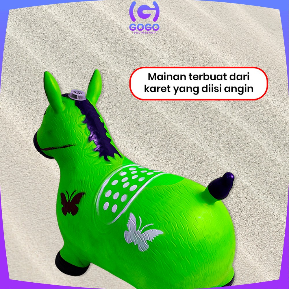 GOGO-M297 Mainan Kuda Kudaan Karet Anak Jumping Animal Ada Musik dan Lampu / Mainan Tunggang Anak Kuda Kudaan Genjot / Kuda Jumping Music