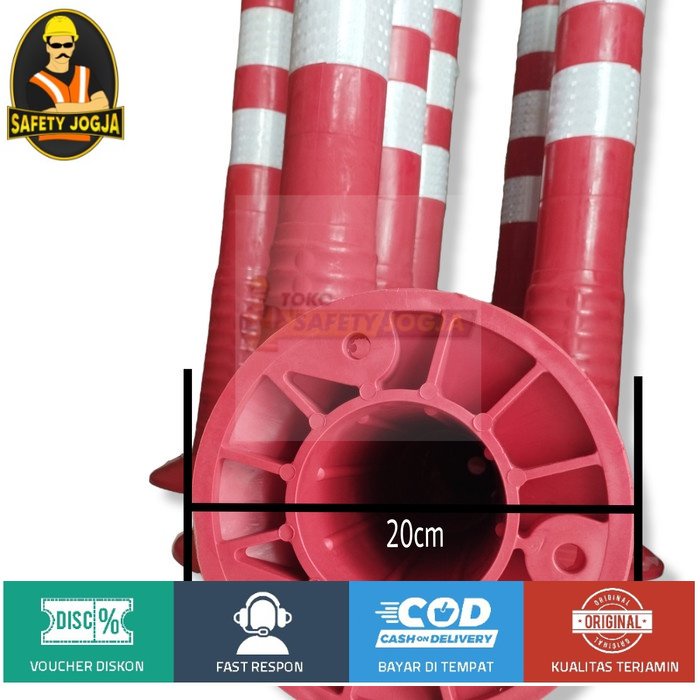 Stick Cone T Top Bollard Rubber Pembatas Jalan 75cm base orange
