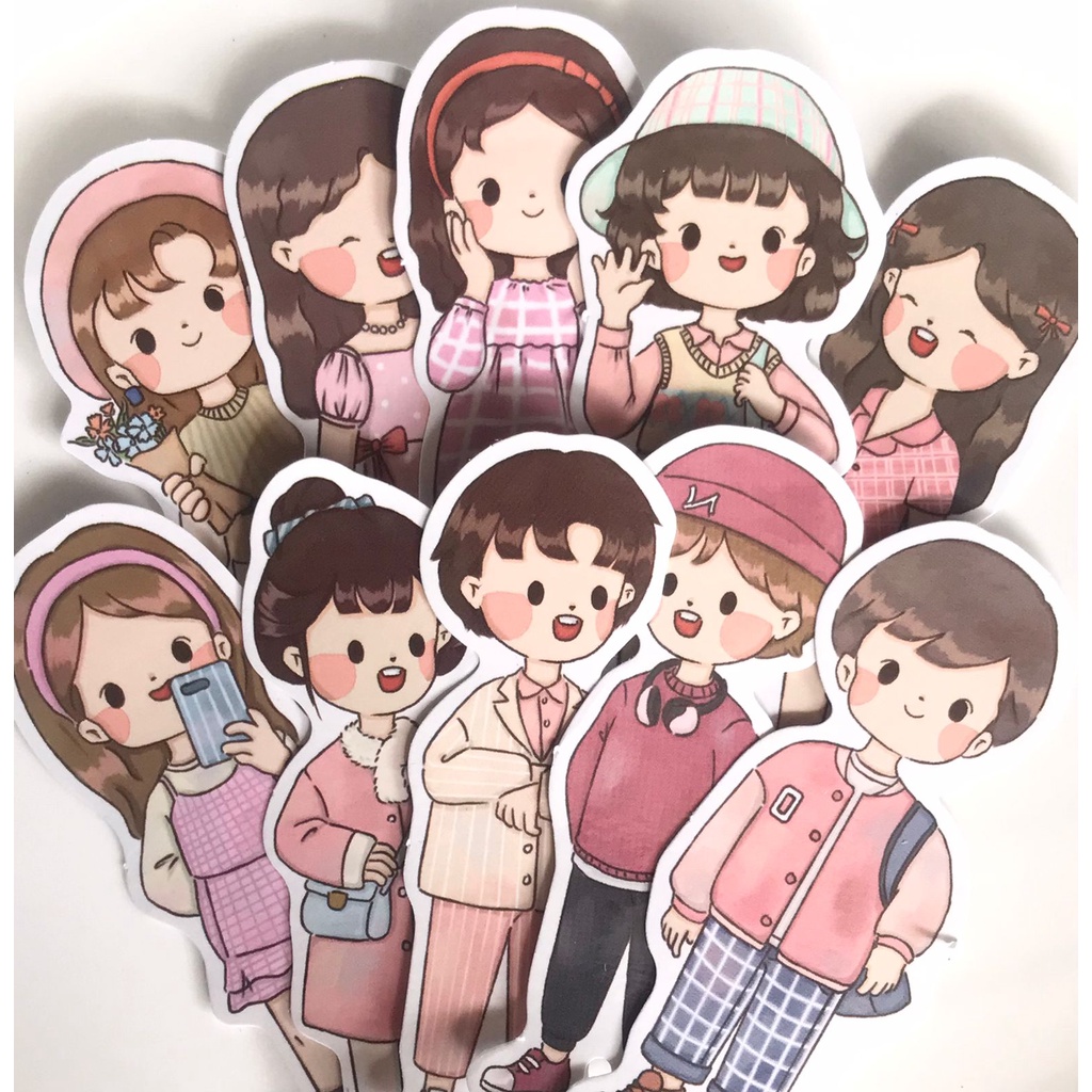 

CUTE PINK GIRL & BOY STICKERS