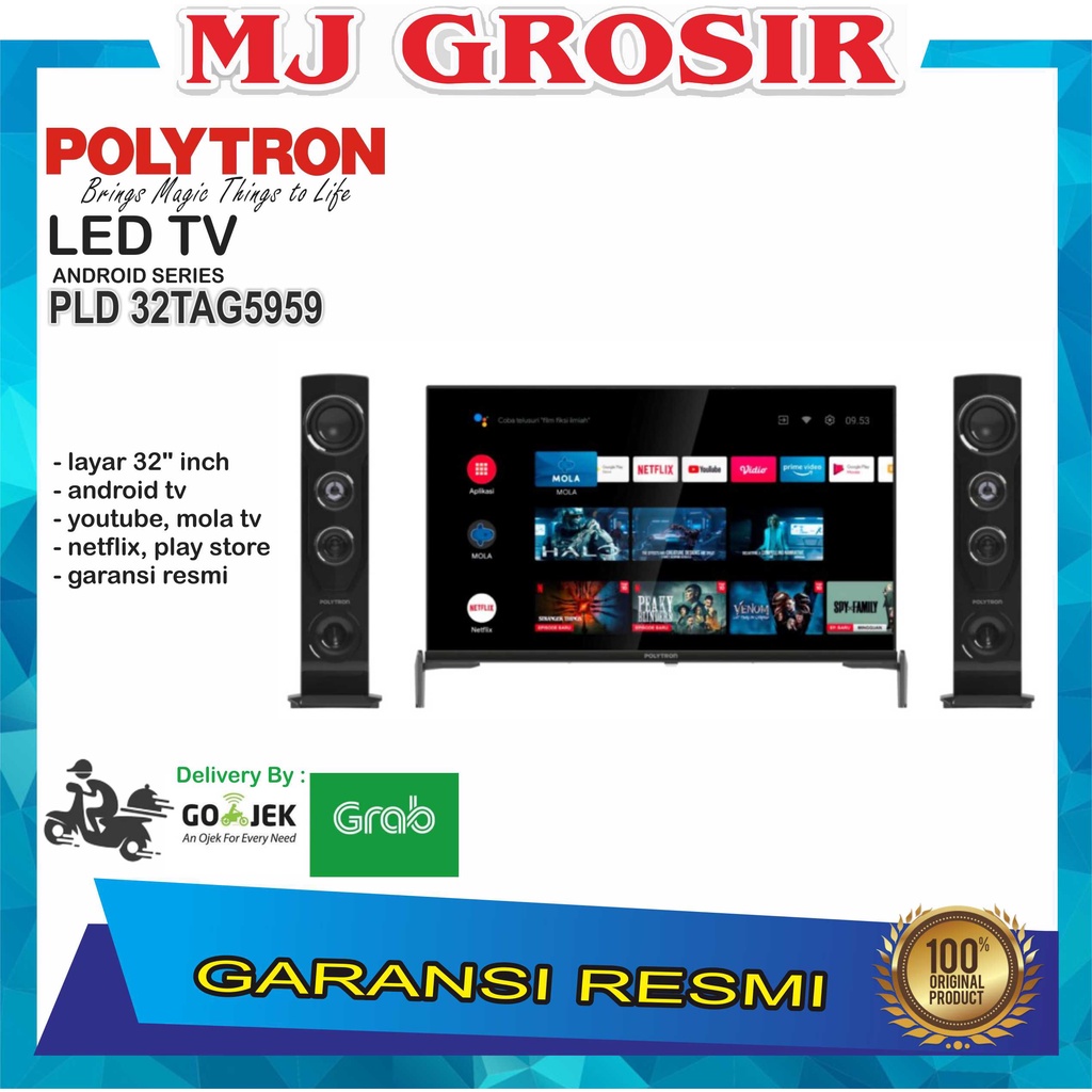 LED TV POLYTRON 32&quot; 32TAG5959 32 INCH USB MOVIE ANDROID TOWER SPEAKER