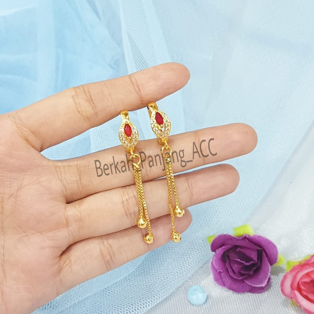 SET DEWASA RED DIAMOND ZIRCON LAPIS EMAS perhiasan super berkelas fashion korea anti karat dan anti luntur