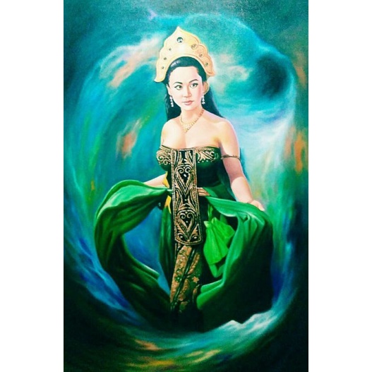 lukisan cetak Roro kidul plus bingkai uk 85x55