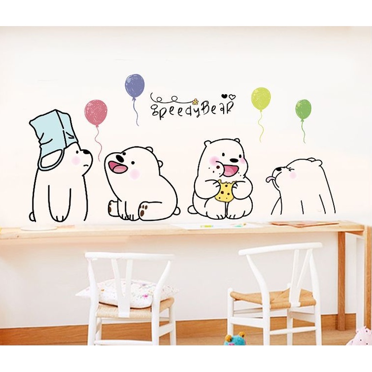 ❤ IJN ❤ Wall Sticker / Stiker Dinding Anak Karakter Kartun LAZY BEAR 50x70