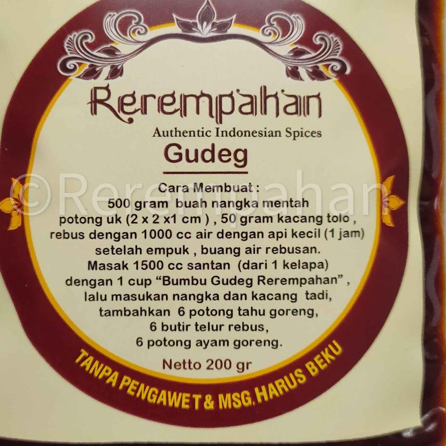 

BRANDS FESTIVAL Rerempahan GUDEG KOMPLIT Bumbu Jadi Instan Siap Pakai TANPA PENGAWET & MSG serbuuu !