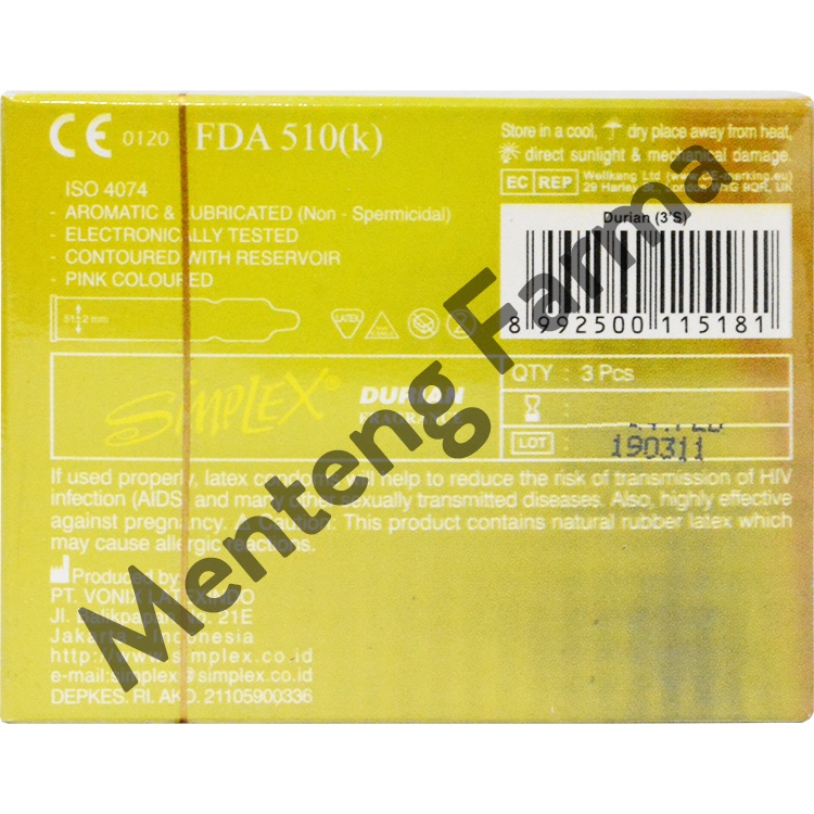 Kondom Simplex Durian Fragrance - Isi 3