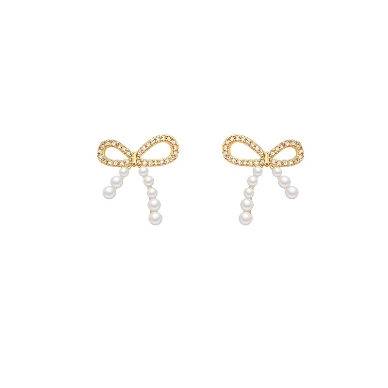Anting Tusuk Sterling silver 925 Model Pita Dengan Mutiara Untuk Wanita