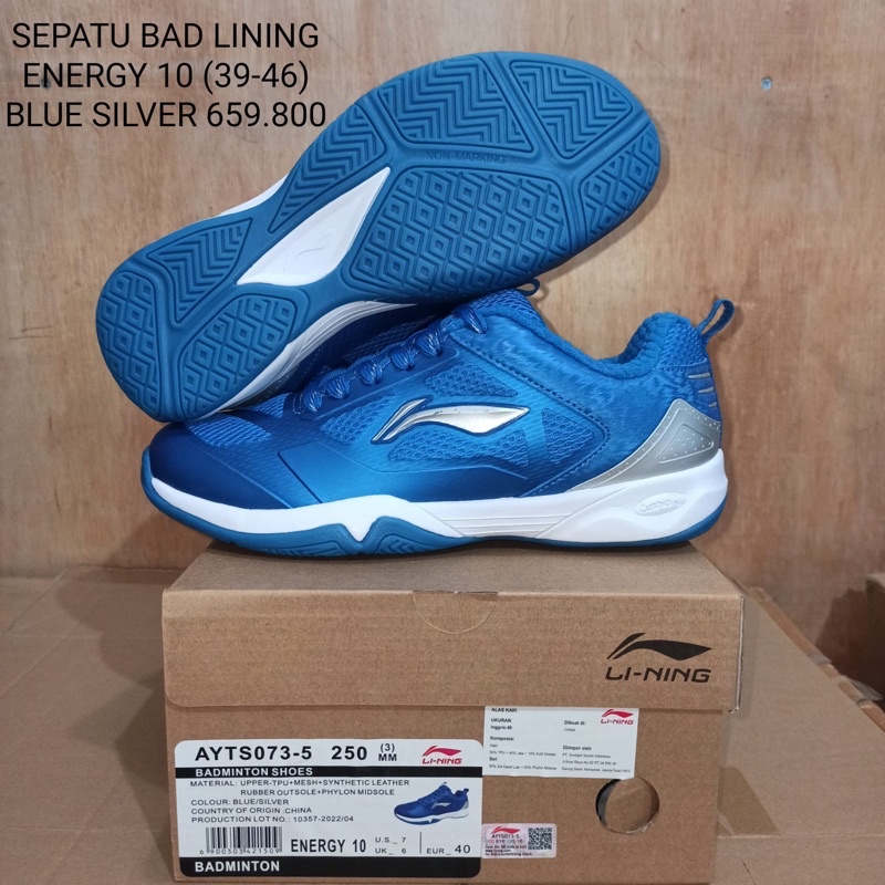 Sepatu Badminton Lining LI-NING Energy 10 Blue Silver Original