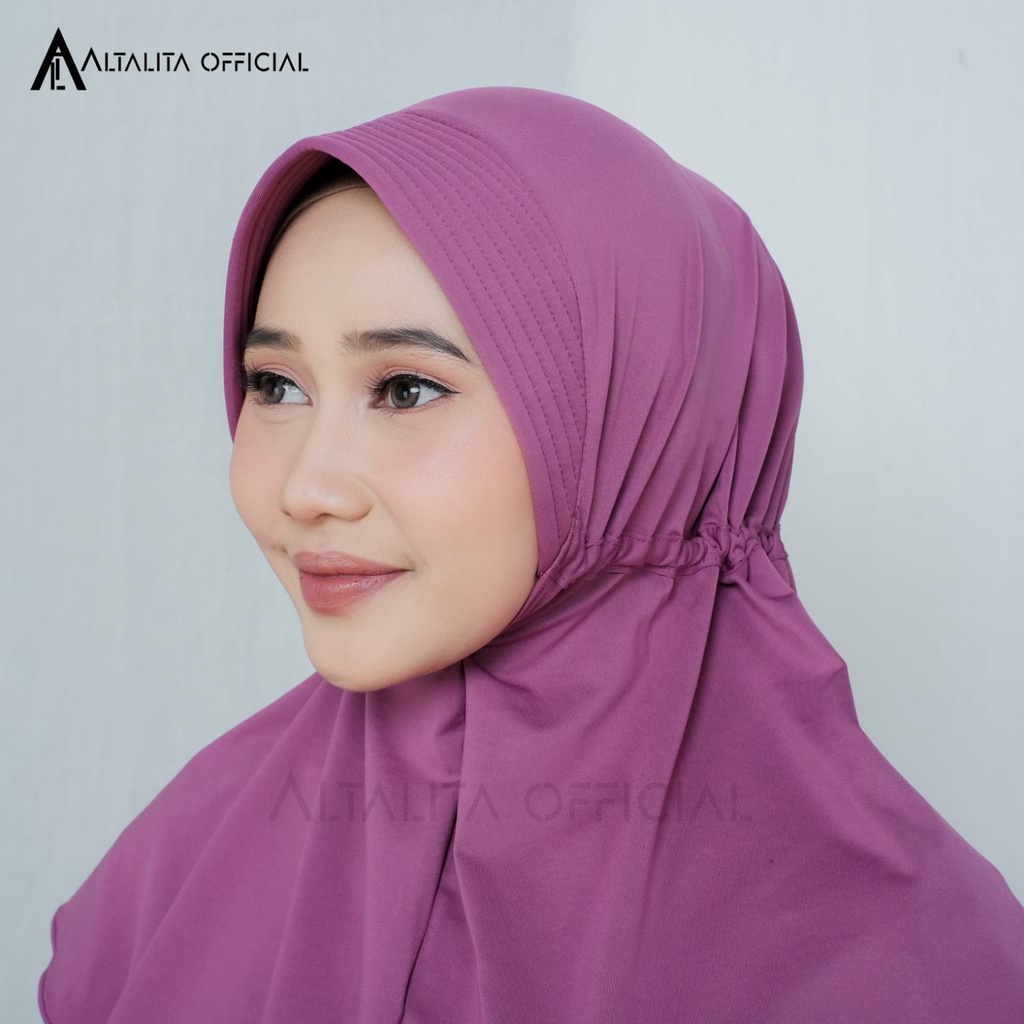 Altalita - Hijab Bergo Instan Serut Jokowi Menutup Dada pet Antem Polos Bahan Jersey Premium Cocok untuk Sekolah Olahraga Volly Futsal Senam dan Sehari-hari