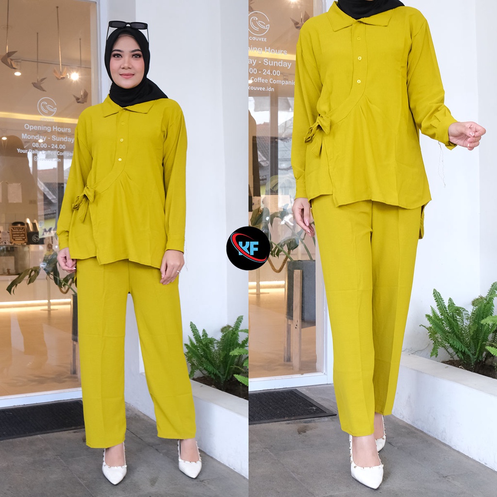 SENLY SETELAN CRINCLE WANITA // LENSY SET KIMONO