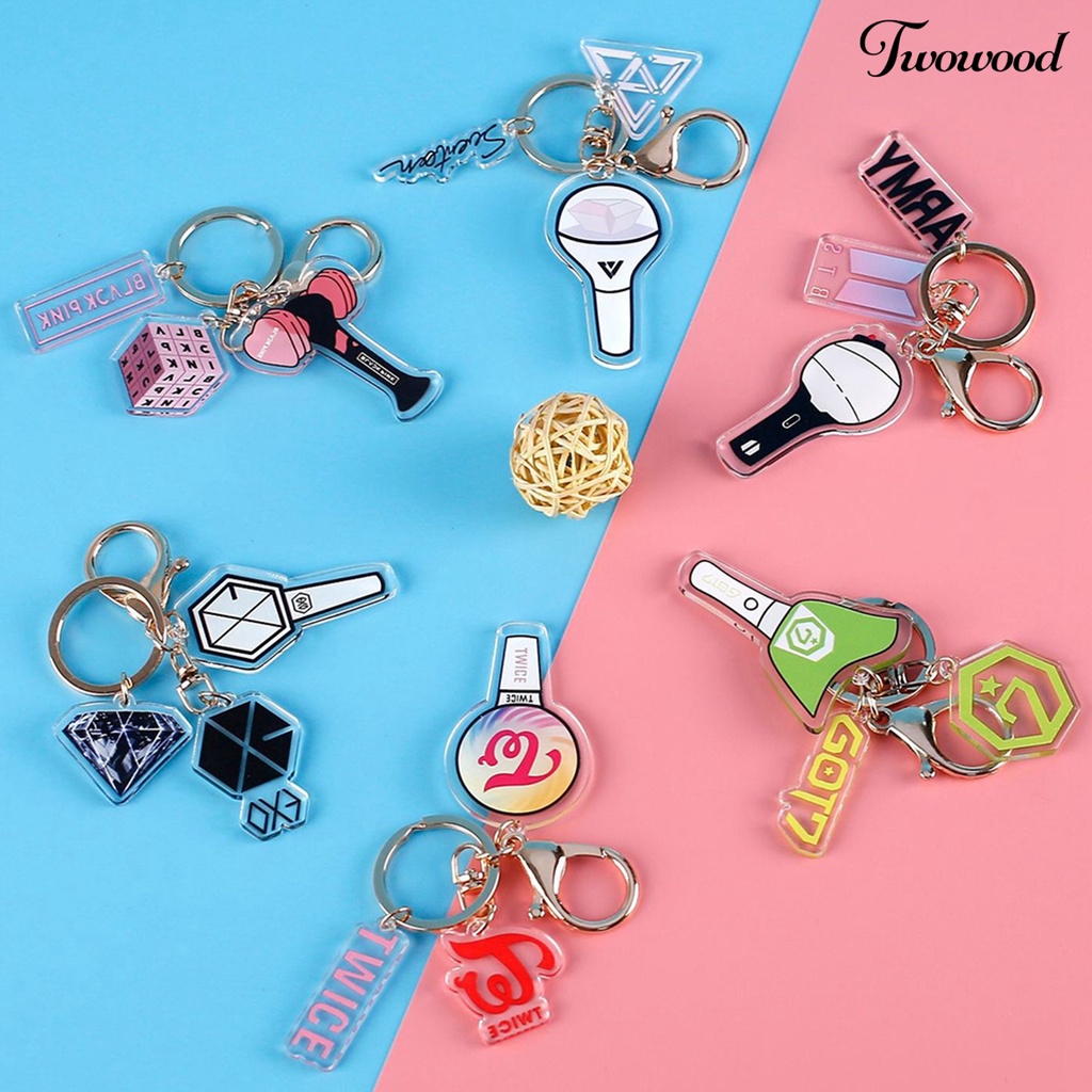 Gantungan Kunci Dua Sisi Bahan Akrilik Transparan Desain K-POP BTS EXO Twice