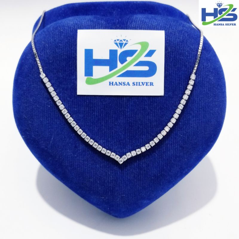 Kalung Perak Wanita Asli Silver 925 Lapis Emas Putih Italy Aurel - Kalung Wanita Anti Karat