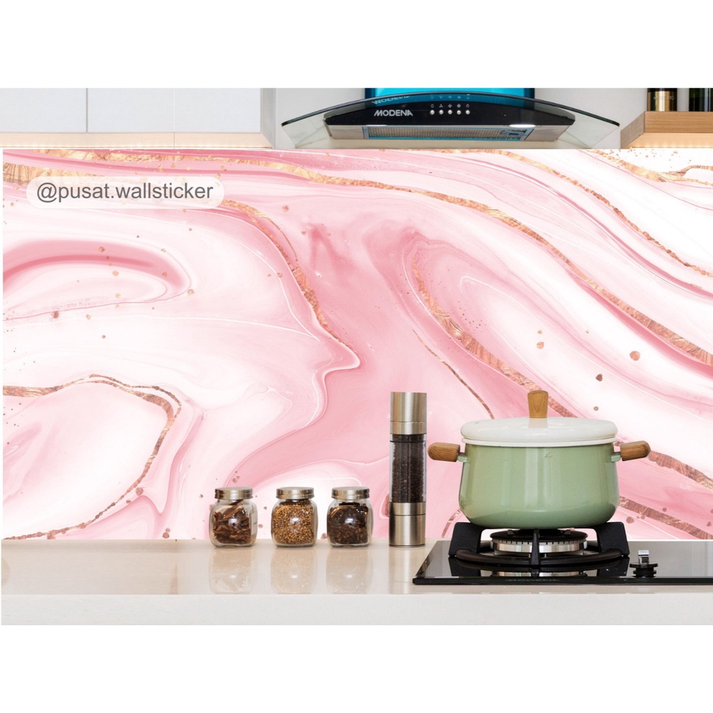 Puswall - Wallsticker Kitchen Motive Marmer Abstrak/Stiker Dapur Backsplash Vinyl Premium/Bisa Custo