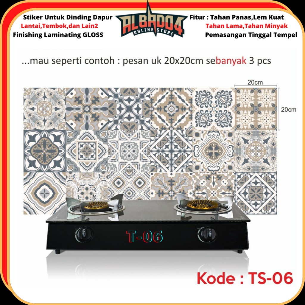 Wallpaper Stiker DINDING Keramik LANTAI Tembok DAPUR Tangga T-06