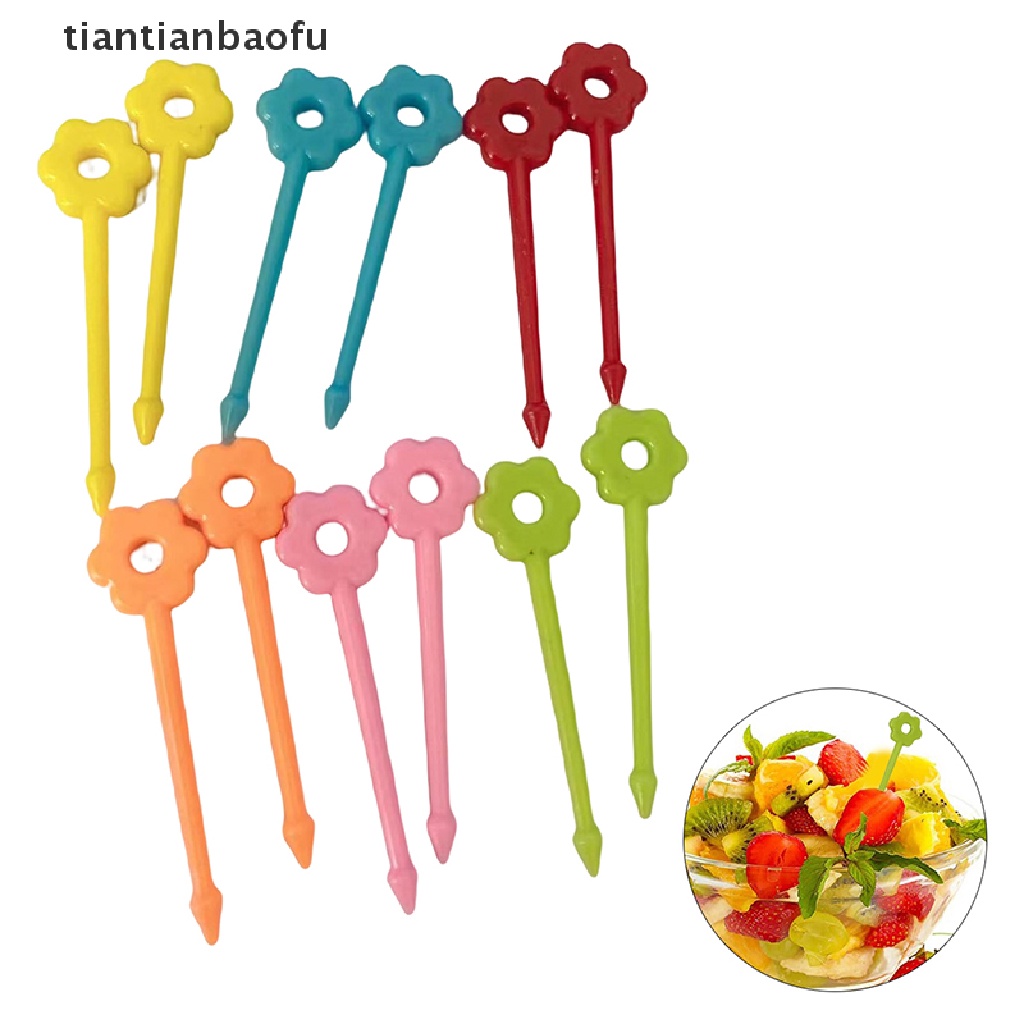 12 Pcs / set Garpu Buah / Makanan Penutup Bentuk Kartun Bunga