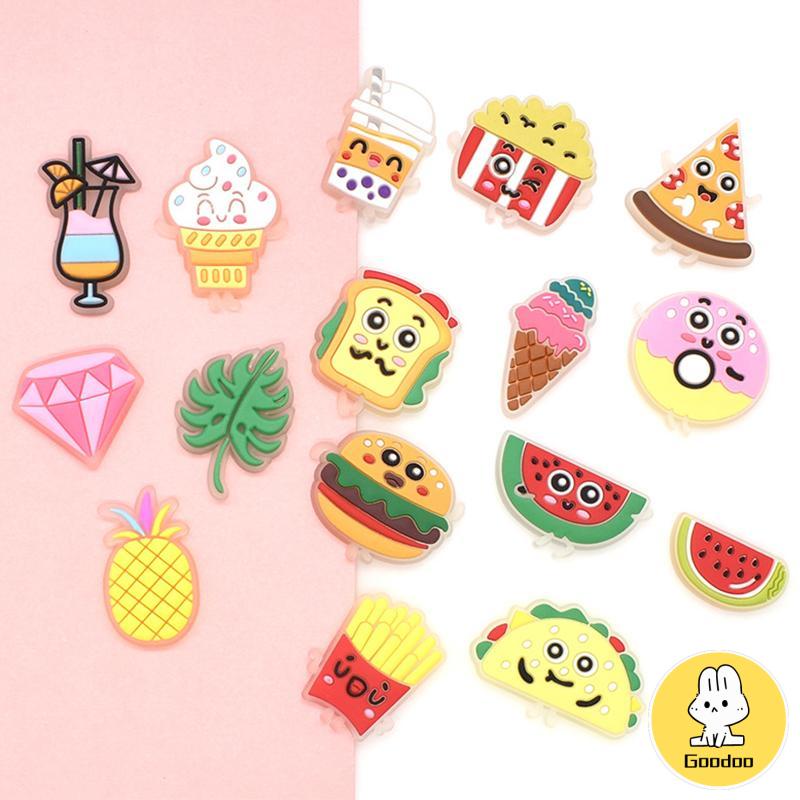 Charms Pin Korea Bahan Pvc Glow In The Dark Desain Makanan Untuk Aksesoris Charms Fashion -Doo