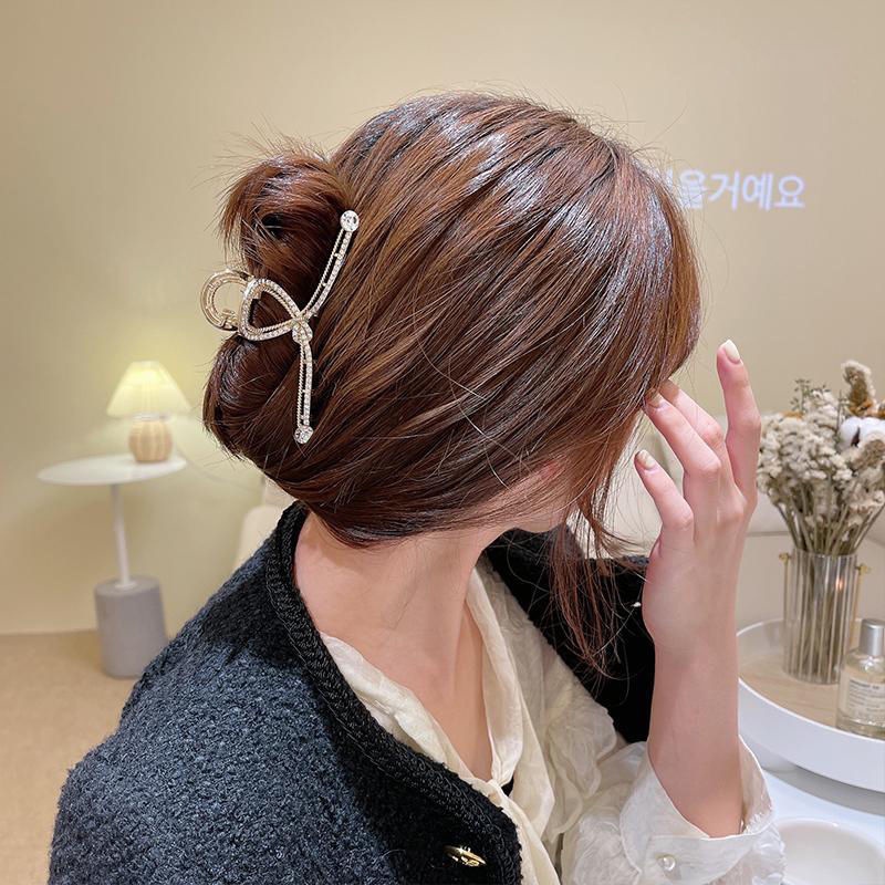 Jedai 10.5cm Mutiara Elegan Jepit Rambut Alloy JUMBO Korea Permata Jepit Salon Logam Warna Emas Metal Besi