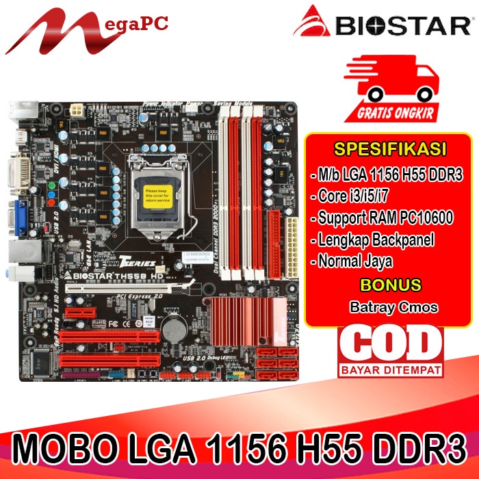 Motherboard soket 1156 H55 P55 Ddr3 Biostar