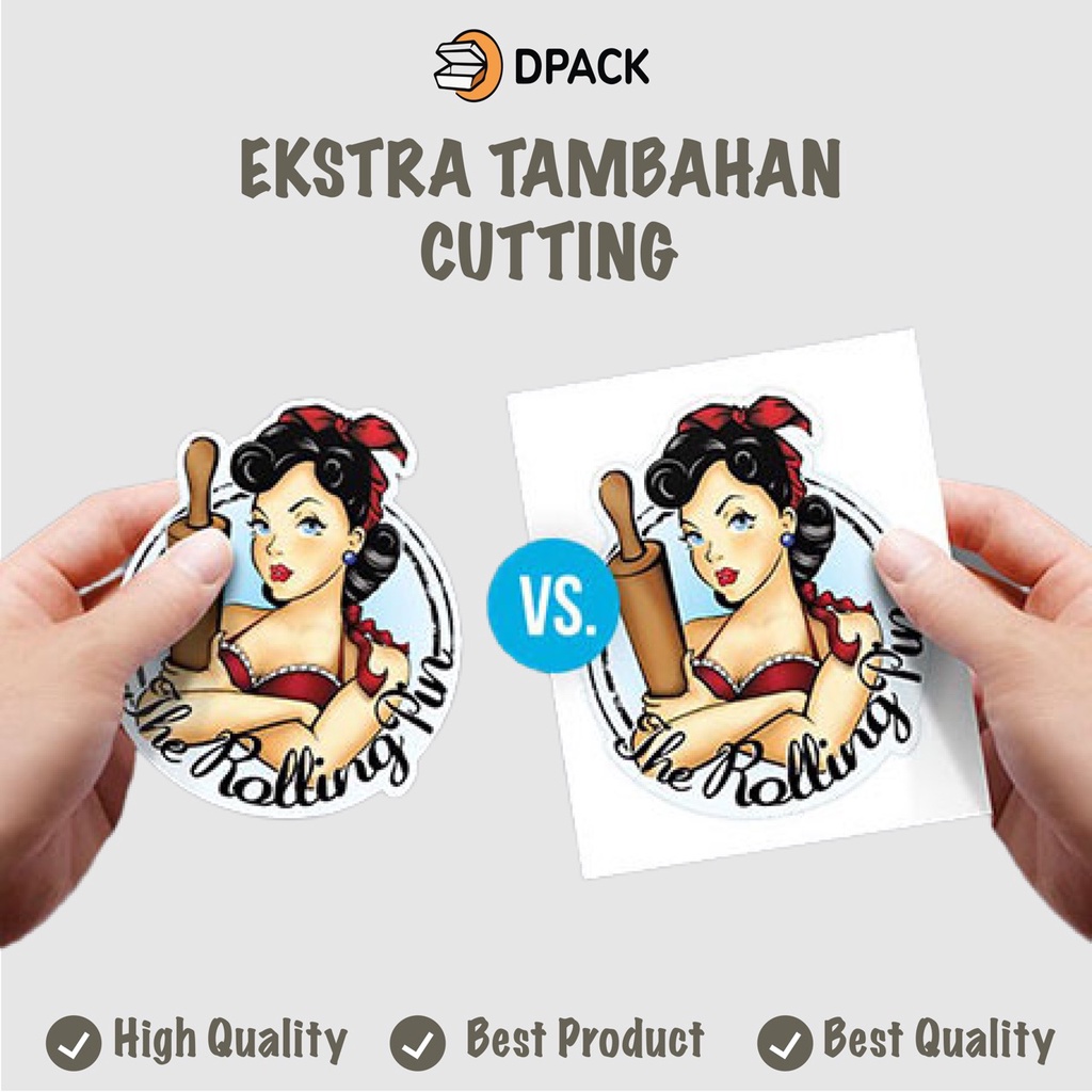 

EKSTRA TAMBAHAN CUTTING DIE CUT (PUTUS) DAN KISS CUT (sETENGAH PUTUS) Bentuk Kotak / Lingkaran / Custom / Label Kemasan Olshop