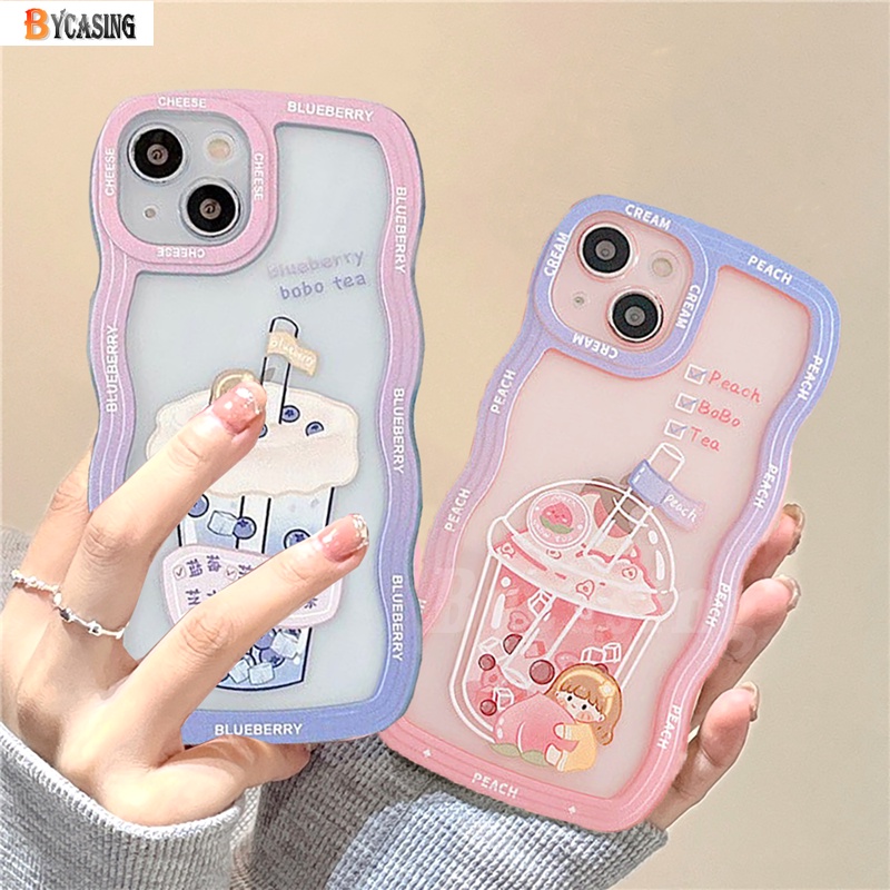 Soft Case Transparan Motif Milk Tea Sparkling Untuk iPhone 11 13 12 14 Pro MAX 7 8 Plus 6 6s Plus XR 14 Plus X XS MAX SE 2020