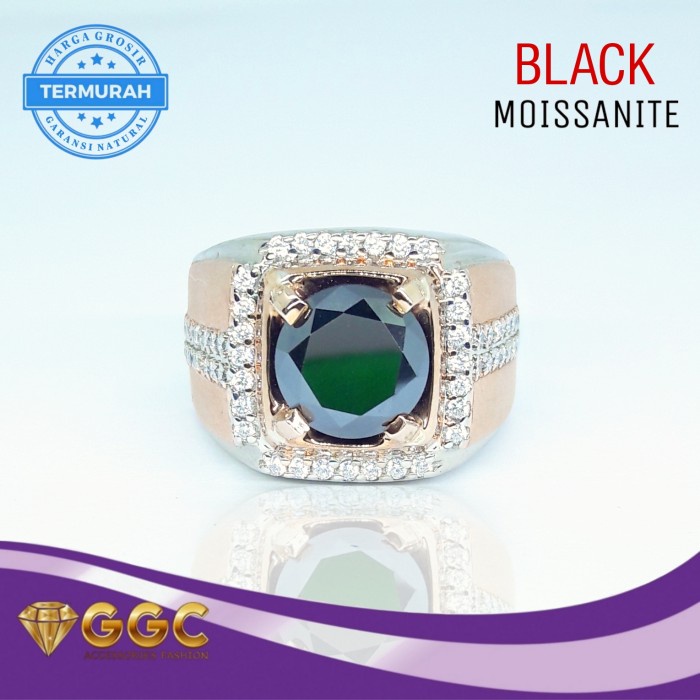 Cincin Permata Black Moissanite Diamond