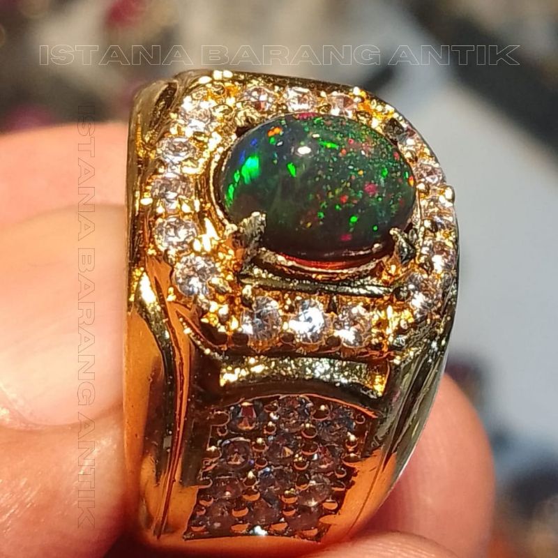 (BAYAR DI TEMPAT) CINCIN BATU KALIMAYA BLACK OPAL ASLI ORIGINAL 100% SIAP PAKAI