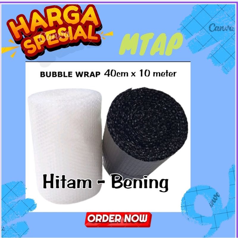 

BUBBLE WRAP HITAM - PUTIH UK 40 CM x 10 METER [ Termurah Tanpa Syarat MTAP ] JAMIN TEBAL MTAP