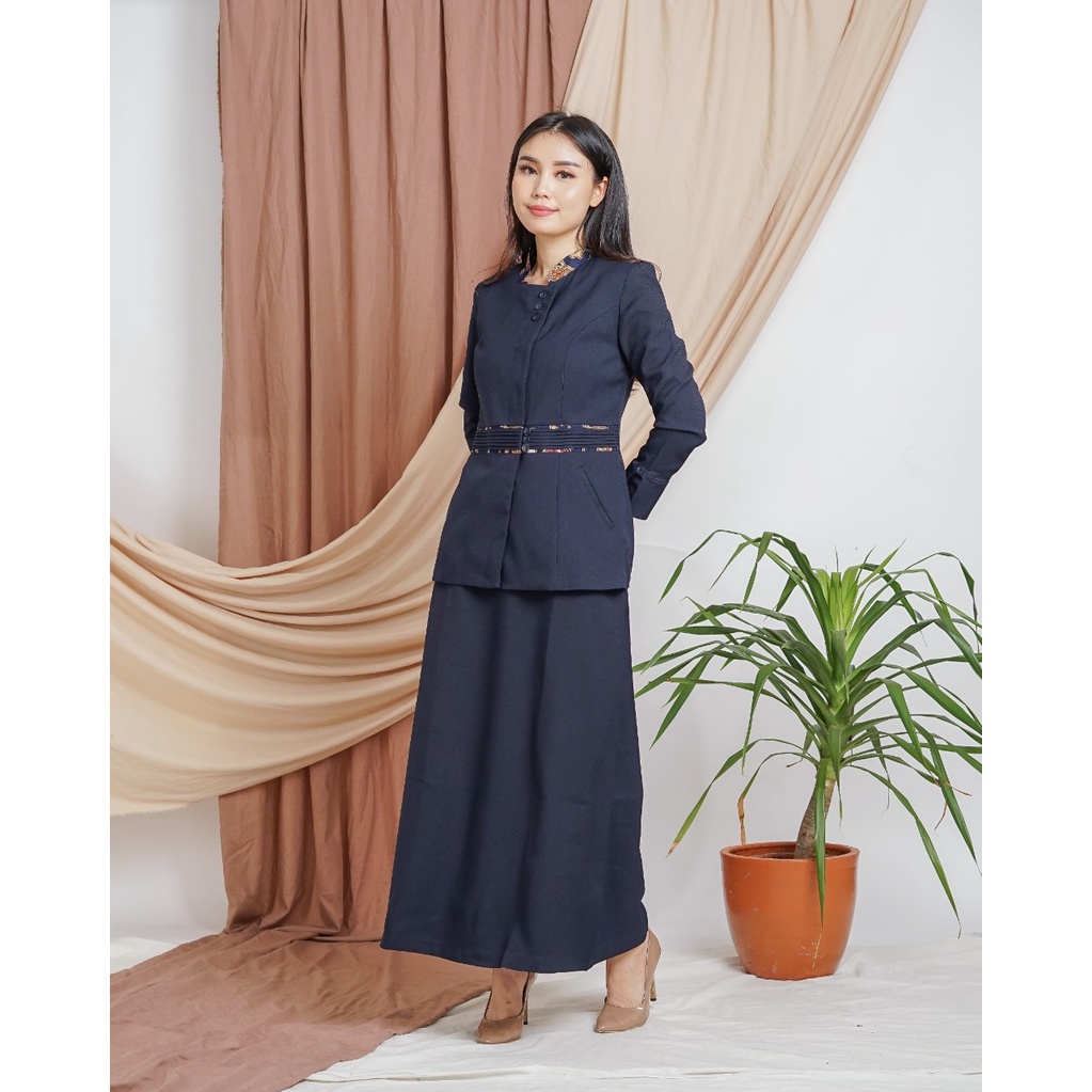 BLAZER WANITA B&amp;V LYNELL / Seragam PNS / Baju PDH PNS Wanita / Baju Dinas Pemda Wanita / Baju Khaki PNS Wanita / Seragam ASN Wanita / Baju Guru Wanita - 7007 NAVY / DONGKER