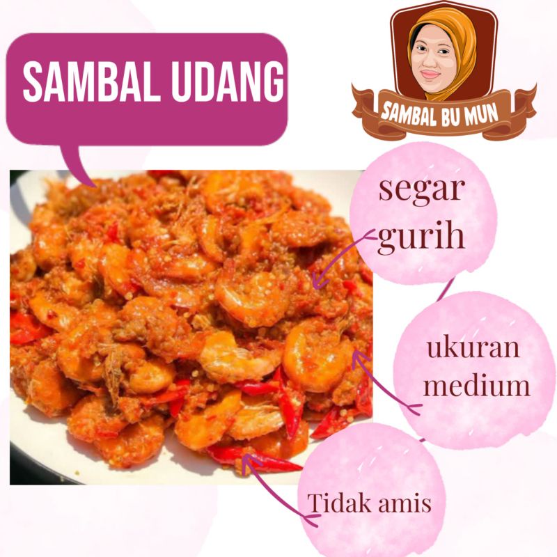 sambal/oseng mercon bu mun/cumi/paru/daging sapi/tuna suwir/udang