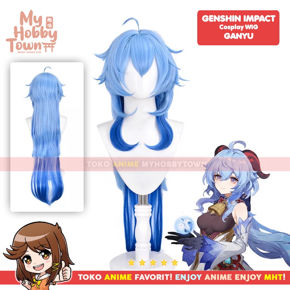 Wig Cosplay Anime Game Genshin Impact Ganyu Rambut Palsu