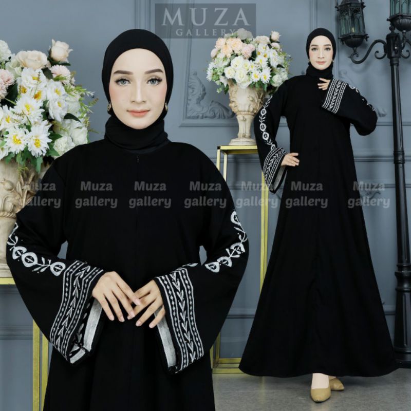 MUZA ABAYA HITAM ABAYA TURKEY TAZKIA TANGAN LEBAR (BUSUI)